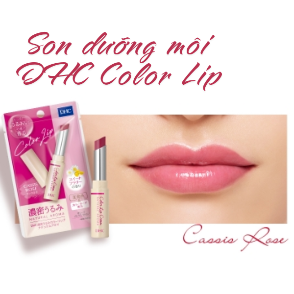 Son dưỡng môi DHC Color Lip hương hoa Cassis Rose chứa lanolin Oil giúp dưỡng ẩm sâu, tạo lớp màng giữ nước cho môi.