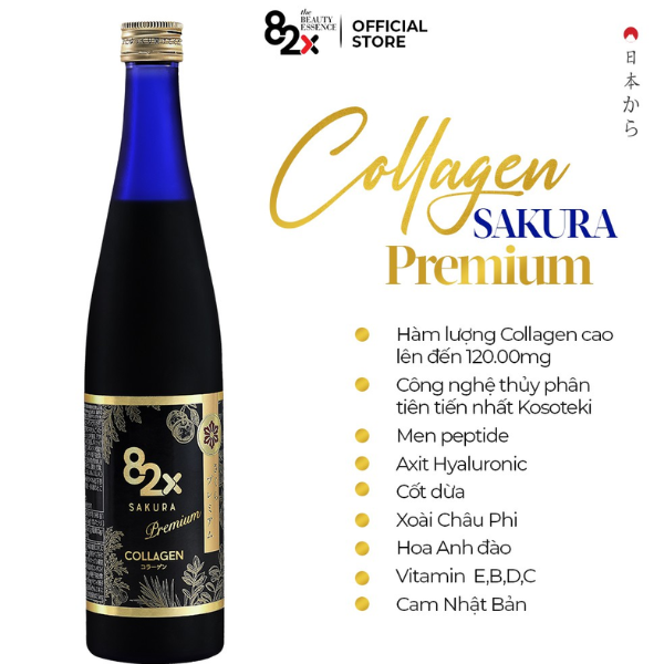 Nước Uống Collagen 82X Sakura Premium Chai 500ml