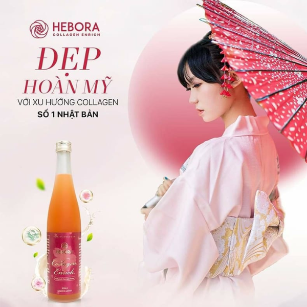Nước Uống Hebora Collagen Enrich Damask Rose Water Chai 500ml