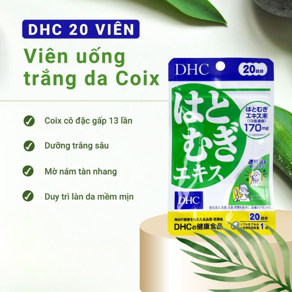 Viên Uống Trắng Da Coix DHC 20 Viên, 30 Viên